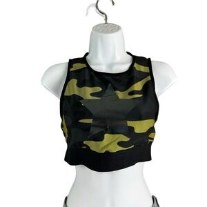 Ultracor Bra Womens Medium Black Yellow Star Camouflage Sports Stretch‎ Gym